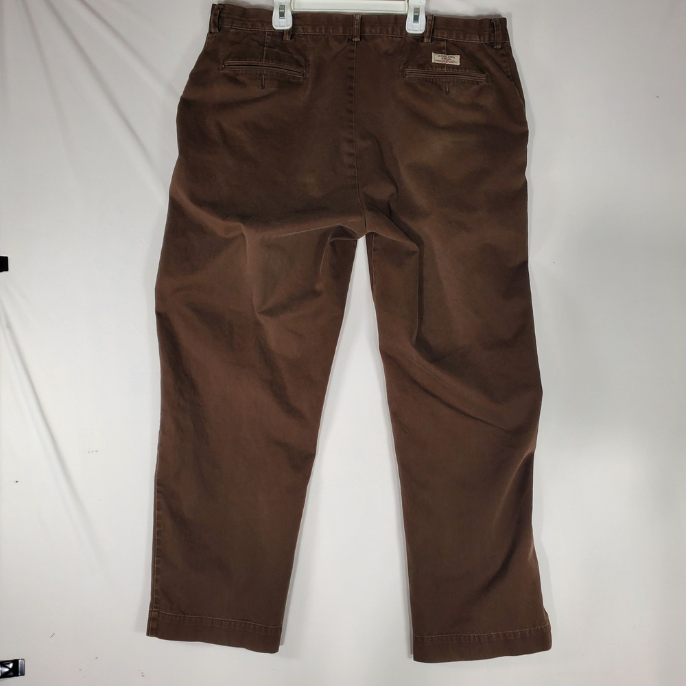 Polo Ralph Lauren Classic Chino Brown Cotton Twill Pants Mens 40x30 Flat Front - Picture 11 of 12